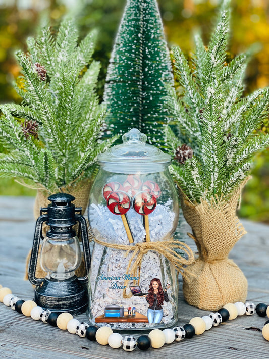 Christmas Gumball machine filler, wooden peppermint lollipop cutouts, tiered tray decor, shelf sitter, farmhouse decoration, table decor