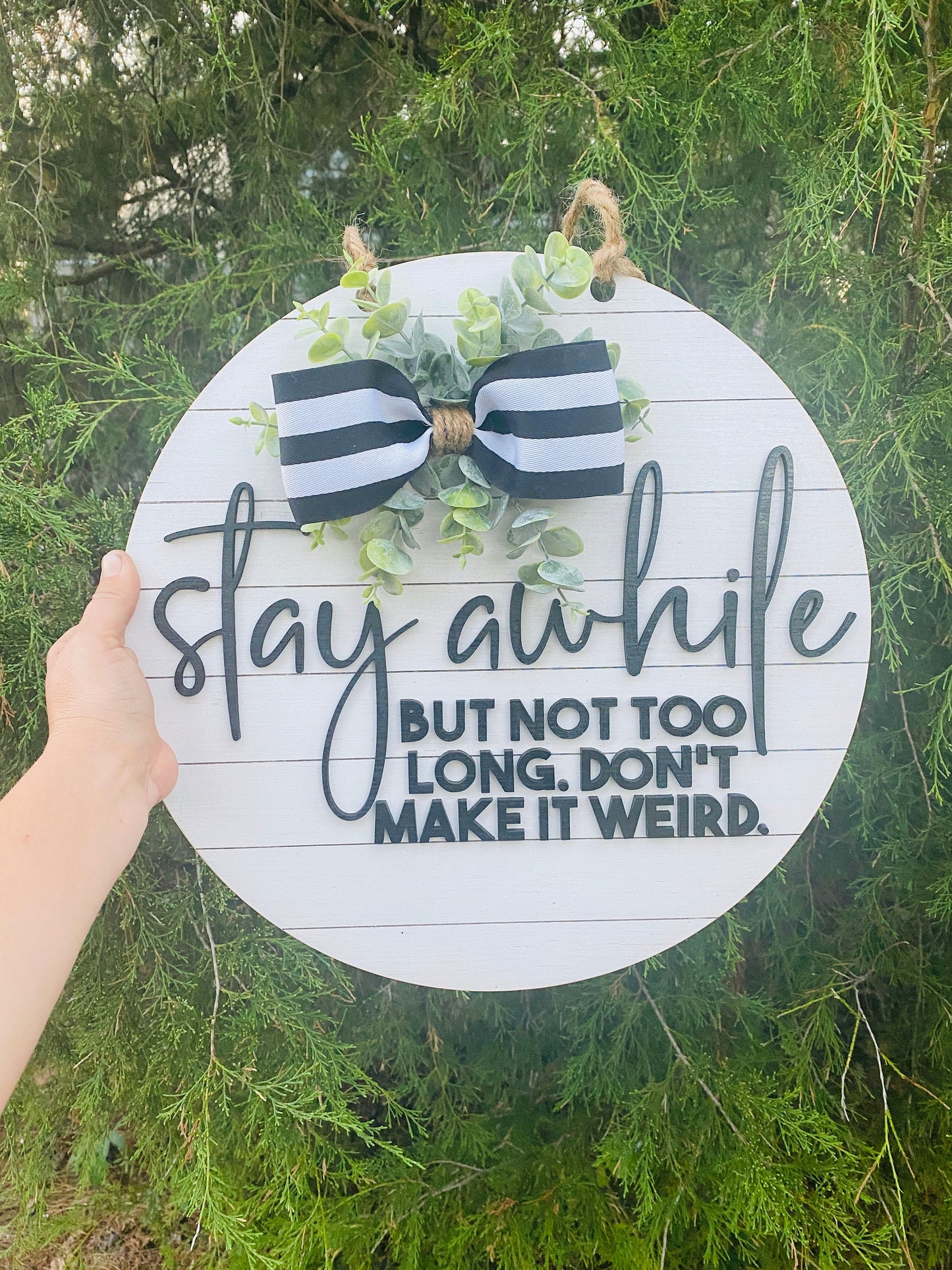Stay while, but not too long, funny door hanger, home decor, door decor, door hanger, introverted, go away, gift, wall decor, thanksgiving