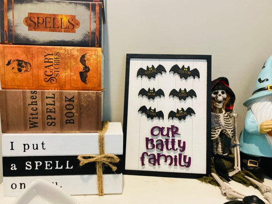 Personalized gifts - personalized Halloween sign - our Batty family - Halloween bat sign - wall decor - home decor - Fall decor