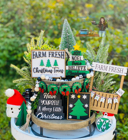 Christmas Tiered Tray Set,home decor, merry xmas, Christmas, Santa’s sled, believe, farmhouse decor,xmas decor, Rae Dunn decor, Santa Claus