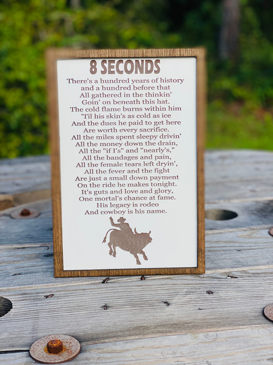 8 seconds, poem, bull rider, movie nostalgia, lane frost, tuff, Cody, rodeo gifts, a hundred years of thinking, cowboy, western, cowboy hat