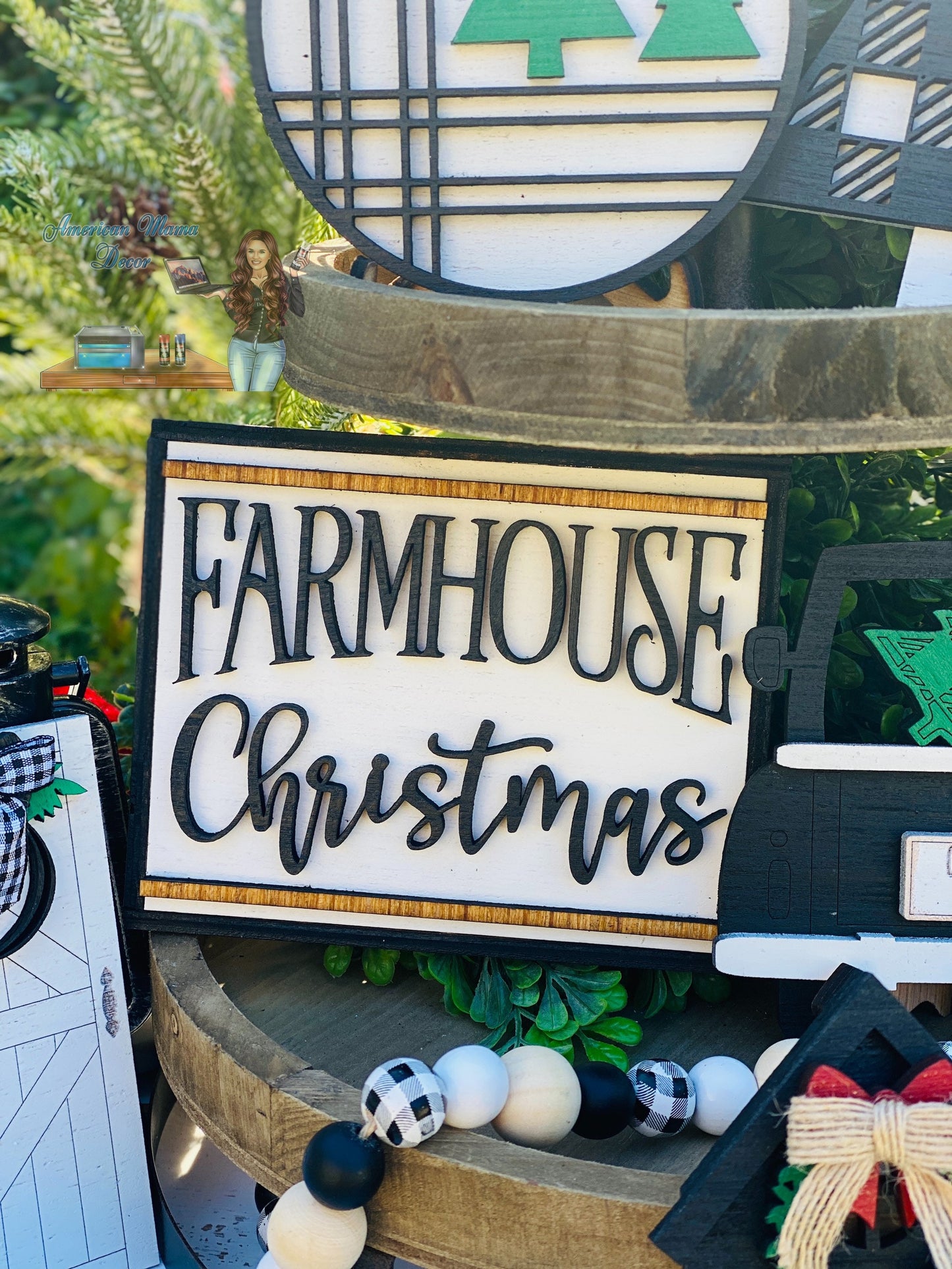 Christmas Tiered Tray Set,home decor, merry Christmas, Christmas, farm fresh trees, farmhouse Christmas decor,xmas decor, Rae Dunn decor