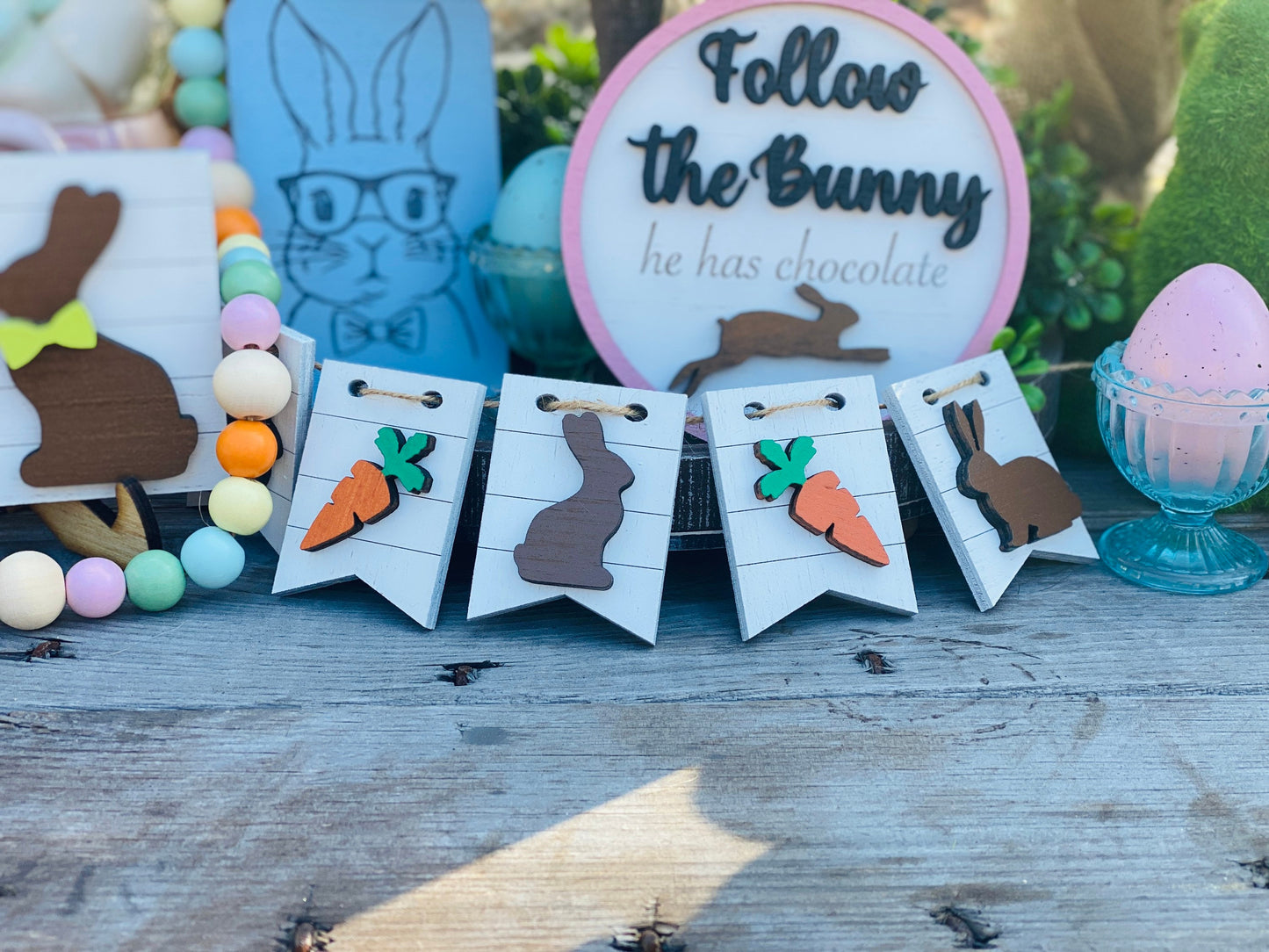 Easter bunny tier tray decor, tier tray set, Rae dunn decor,mini signs,tier tray signs,bite me, cottontail candy co, rabbit, chocolate bunny