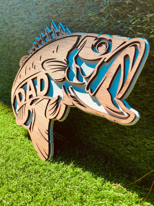 BASS Father’s Day sign-DAD-Grandpa-uncle-papa or plain fish hanging sign home decor, Father’s Day gift, fishing, outdoors