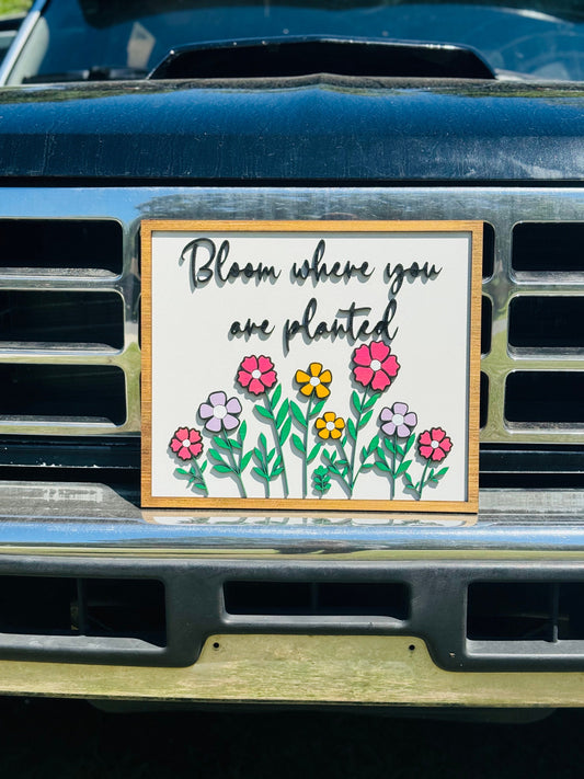 Bloom where you are planted sign, home decor, floral, nursery, wildflowers, bloom, plants, Mother’s Day, wood sign, gift for daughter, mom