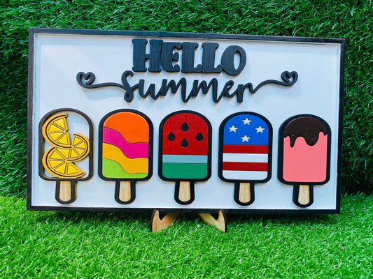 Hello summer popsicles sign *home decor* FREE SHIPPING