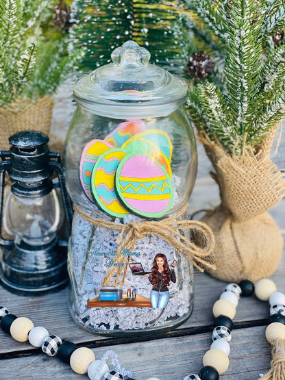 Easter Egg Gumball machine filler, wooden Easter egg cutouts, tiered tray decor, shelf sitter, farmhouse decoration, table decor