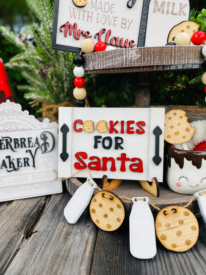 Christmas decor / tier tray decor / home decor / Rae dunn decor / merry Christmas / Santa’s cookies / bakery / milk / Mrs Claus