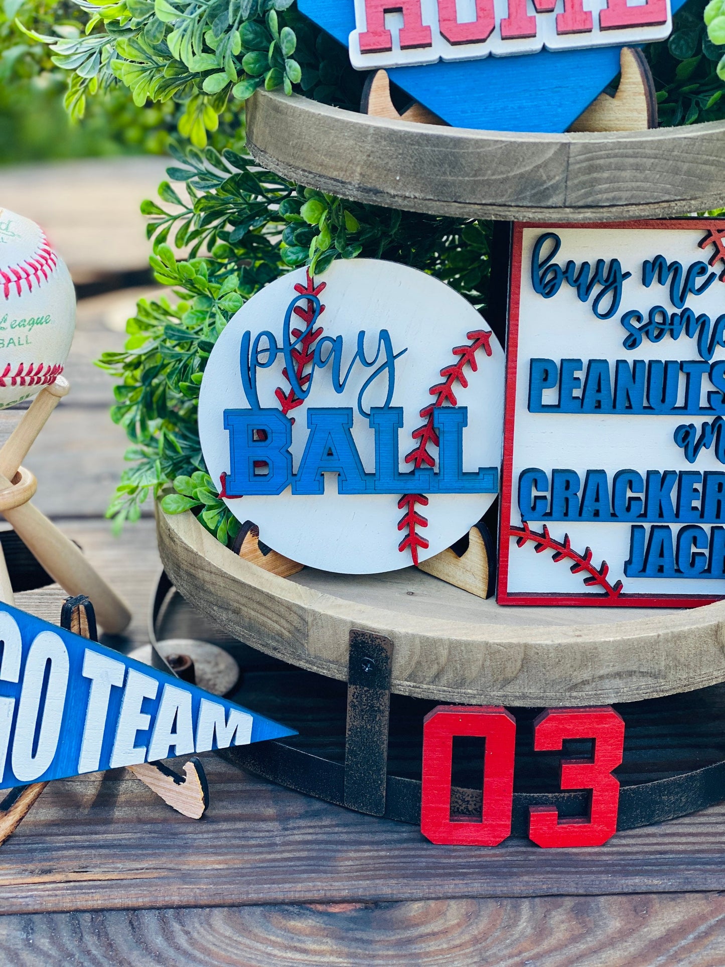 Baseball Tier Tray Set, home decor, baseball decor, man cave, home is where my heart is, home plate, baseball, kids room decor, play ball