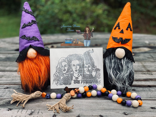 Witch sisters engraved tier tray sign, tier tray decor, put a spell on you, smell, children, amuck, mini signs, Halloween decor