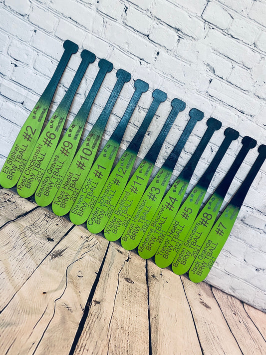 Engraved flat baseball bat wall sign