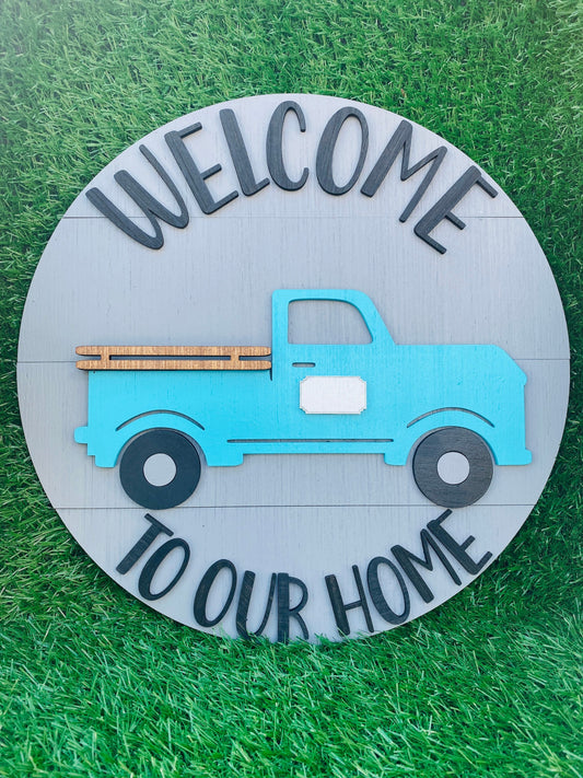 Interchangeable farm truck welcome door hanger home decor FREE SHIPPING