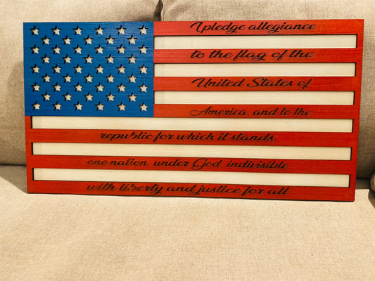 Pledge of allegiance sign, america, 3d sign, wall decor, home decor, freedom, layered sign, large wall decor, USA, americana, American flag