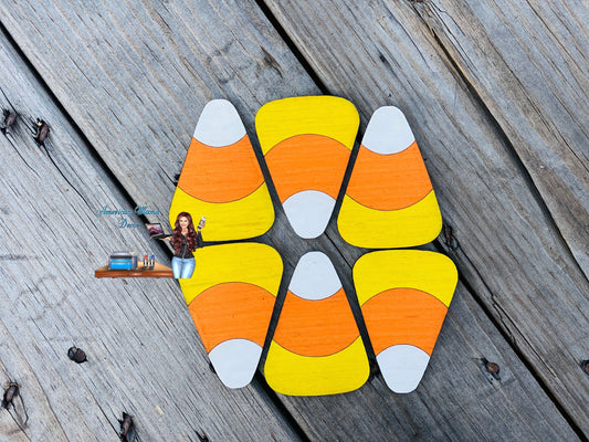 Halloween Gumball machine filler, wooden candy corn cutouts, tiered tray decor, shelf sitter decor, farmhouse decor, table decor, home decor