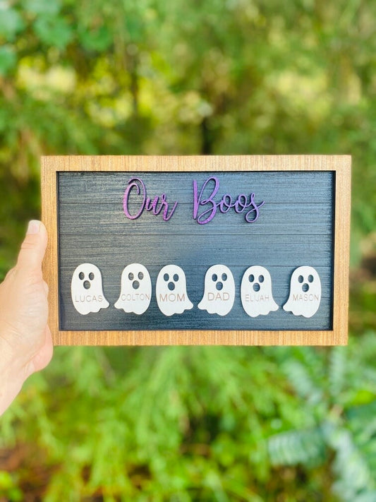 Personalized gifts - personalized Halloween sign - our Boos - Halloween ghost sign - wall decor - home decor - Fall decor - our boo family