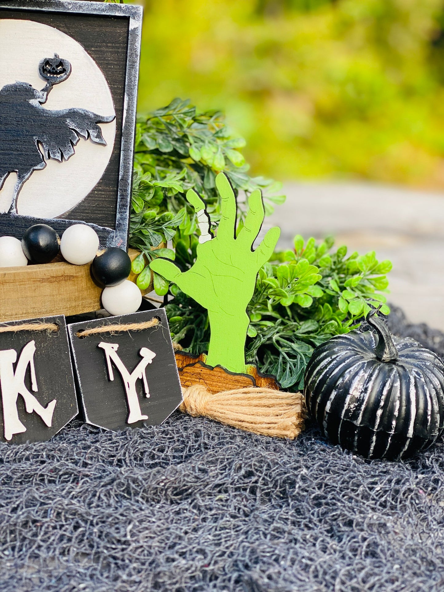 spooky,headless horseman, tier tray decor, Halloween, haunted hill asylum, dead will rise again,gifts for mom,your well being,Rae Dunn decor