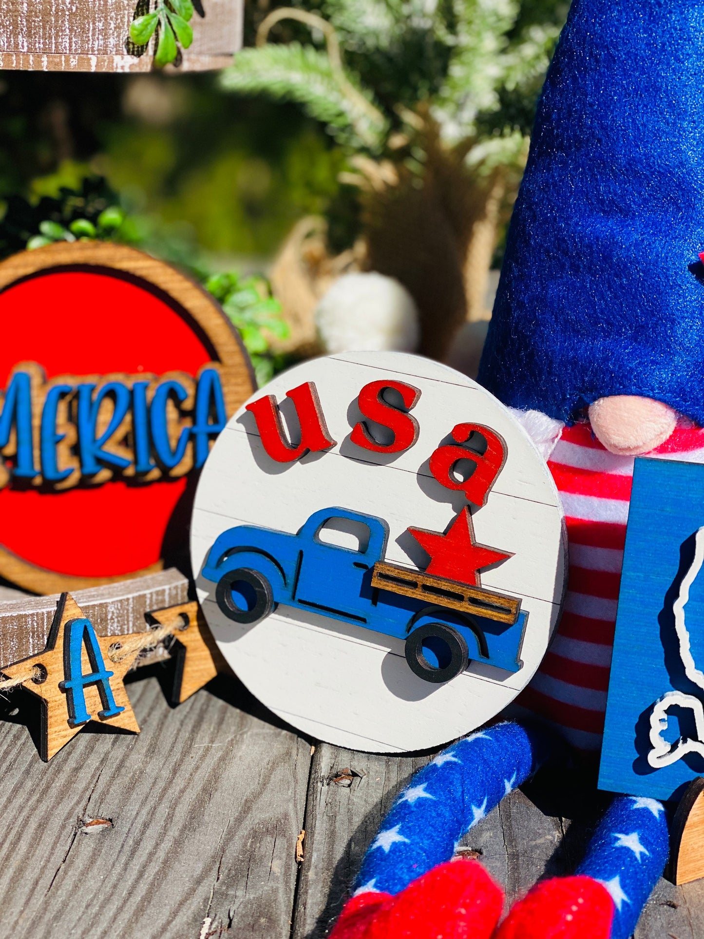 July 4th tier tray set, 4th of July, Independence Day, usa, America, one nation under god, 1776, home, liberty, United States flag, decor