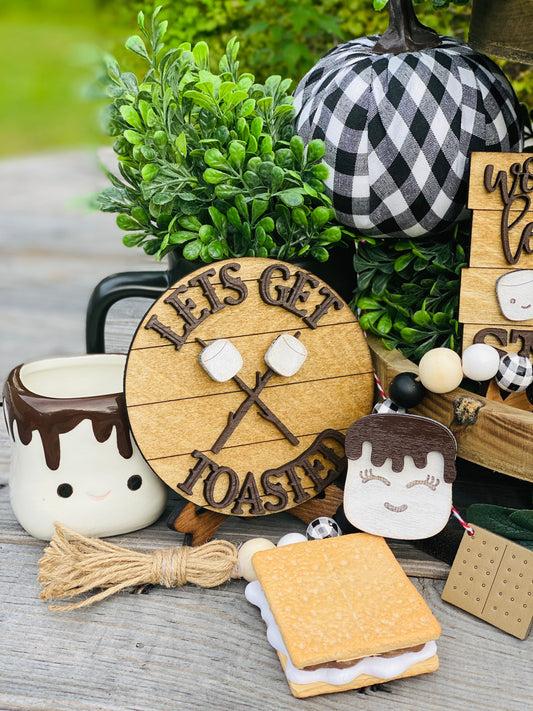 S’mores Tier Tray set, home decor, Rae Dunn, love you s’more, worry less laugh s’more, let’s get toasted, s’mores station, marshmallow