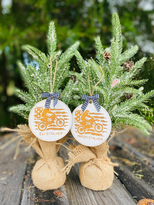 American flag, Christmas tree decor, motocross ornament, personalized dirtbike Christmas ornament, Christmas decor, home decor