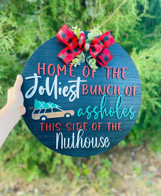 Christmas door hanger, Christmas vacation sign, movie decor, Clark griswold, jolliest bunch door sign, Holiday decor, Gifts, Christmas decor