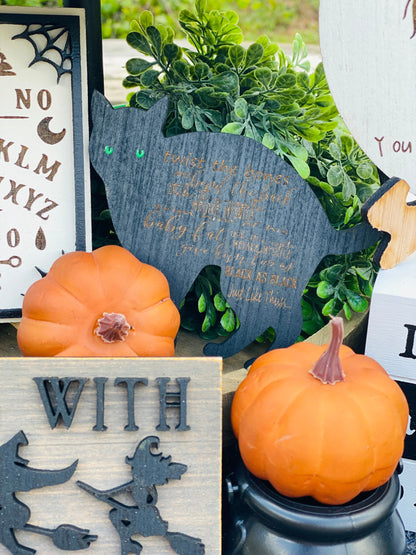 Witches tier tray set, home decor, crystal ball, Witch sisters, ouija board, seance, billy, we fly, halloween,mini signs, brooms, spell book