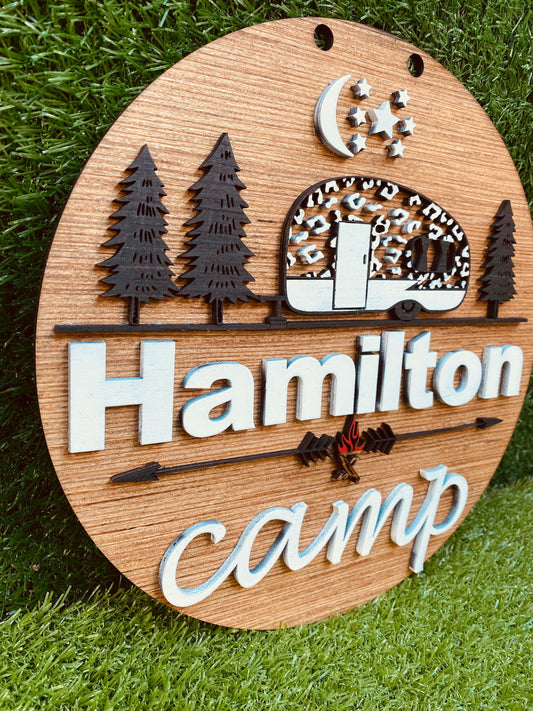 Camping enthusiast door hanger home decor