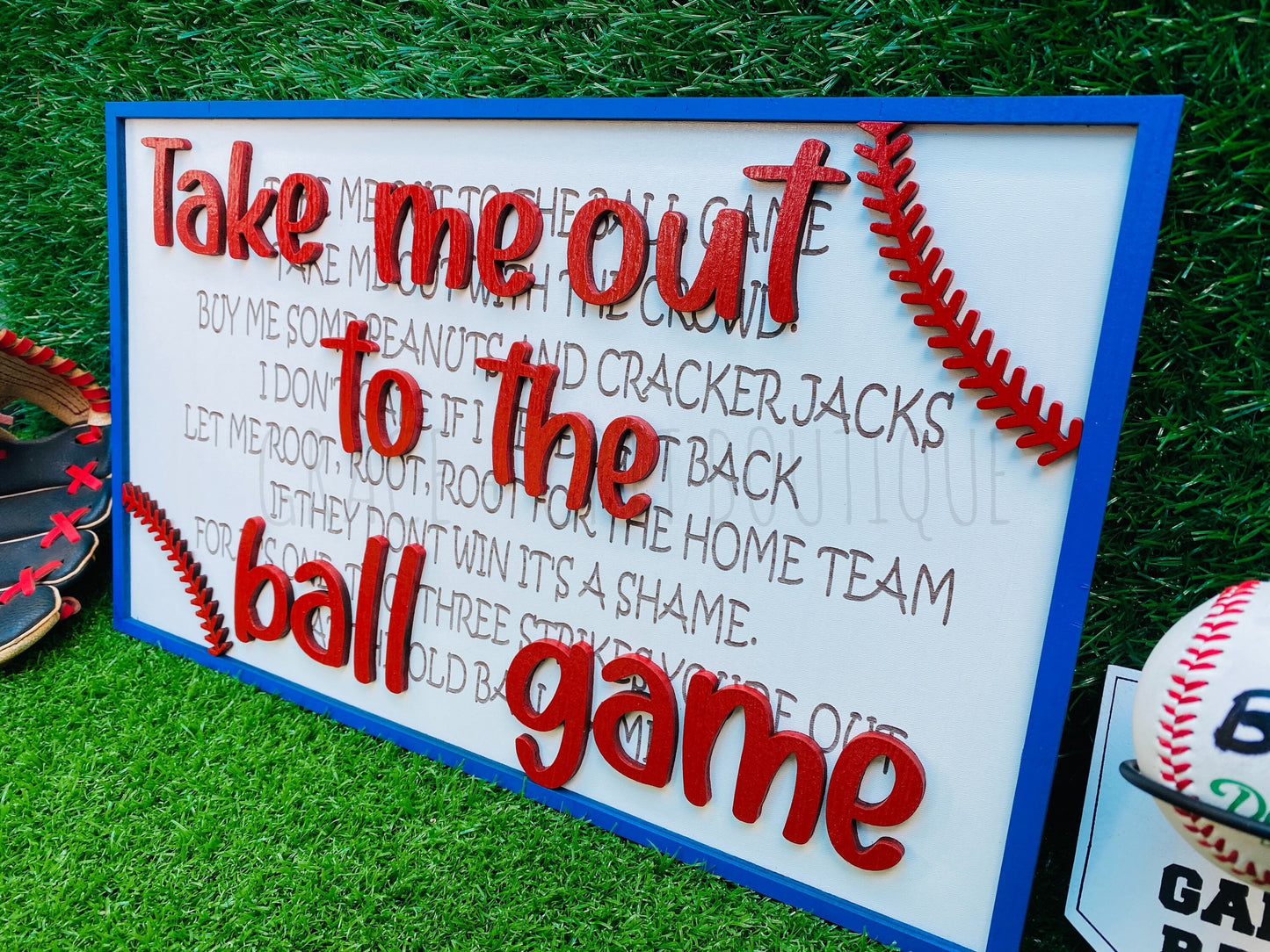 Take me out to the ballgame sign with engraved wording also FREE SHIPPING baseball, sports, man cave decor