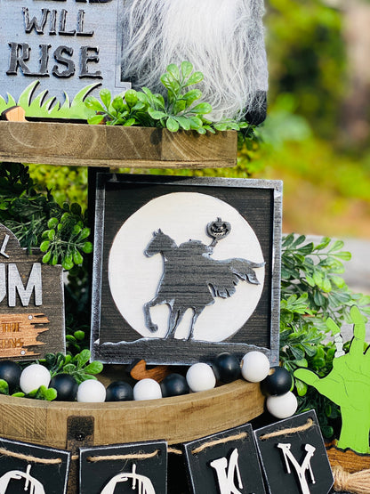 spooky,headless horseman, tier tray decor, Halloween, haunted hill asylum, dead will rise again,gifts for mom,your well being,Rae Dunn decor