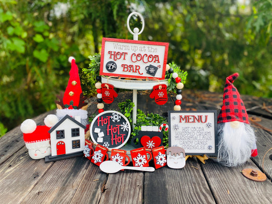 Hot cocoa tier tray / farmhouse / home decor / hutch decor / Rae dunn decor / hot cocoa / marshmallows / peppermint / tier tray set