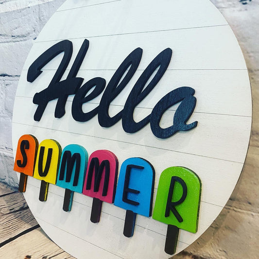 Hello Summer popsicle door hanger summertime decor