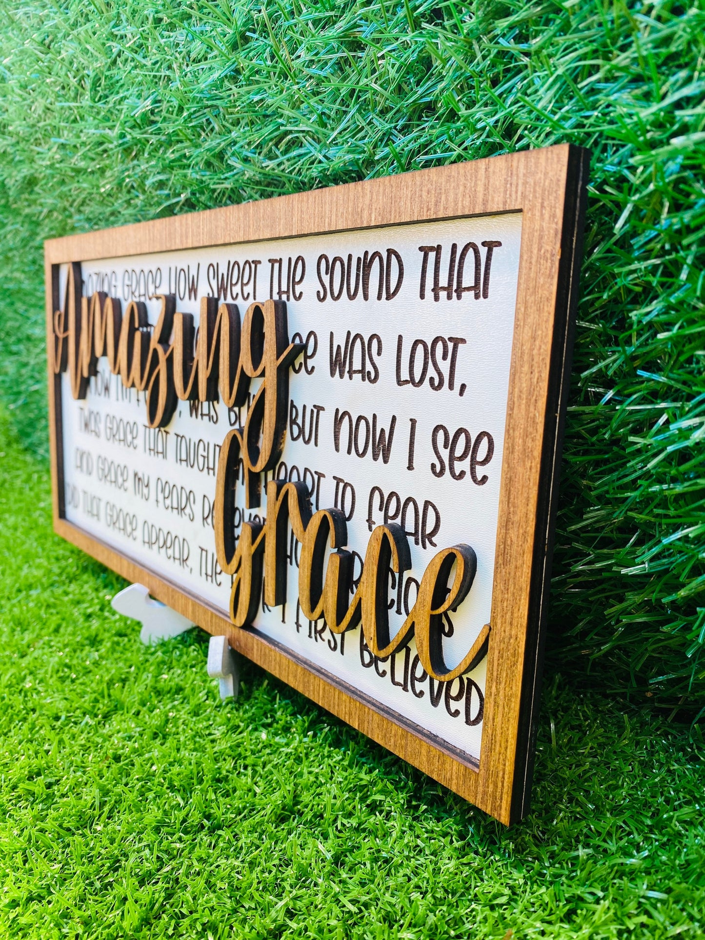 Amazing Grace Hymn engraved and 3D sign wall decor FREE SHIPPING