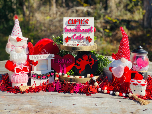 Valentines tier tray, home decor, tier tray set, sweetheart, kissing booth, Cupids, valentine, be mine, Rae dunn decor, sweetheart cafe