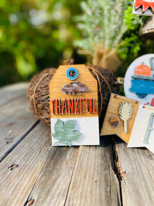 Fall tier tray decor, home decor, autumn, farmhouse, thanksgiving tier tray, 3d, mini signs, blessed, grateful, fall vibes, thankful