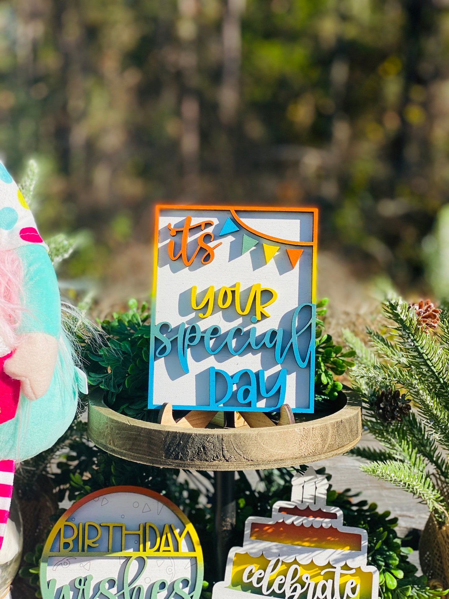 Birthday tier tray decor, celebration, birthday home decor, tier tray set, Rae dunn decor, celebrate, party, special day, birthday wishes