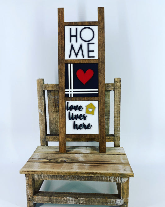 HOME Leaning ladder, home decor, Rae Dunn displays, gift for mom, love lives here, hutch displays, realtor gifts, housewarming gift