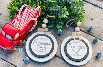 Personalized family Christmas ornament, stocking stuffer, Christmas tree decor, home decor, farmhouse, gifts for mom, xmas, Rustic, chic