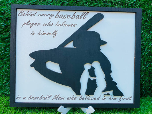 Behind every baseball player is a baseball mom sign wall decor *engraved and 3D* FREE SHIPPING