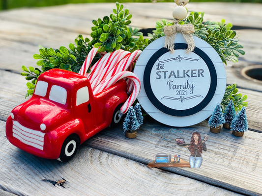 Personalized family Christmas ornament, stocking stuffer, Christmas tree decor, home decor, farmhouse, gifts for mom, xmas, Rustic, chic