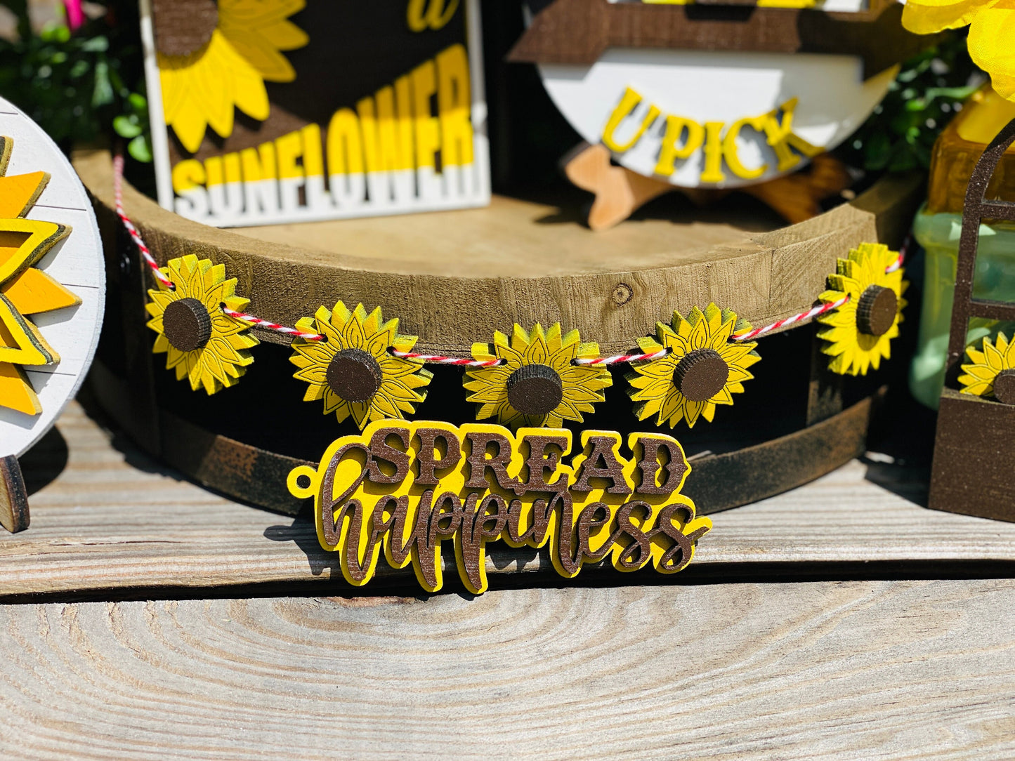 Sunflower Tier Tray Decor,home decor,Rae Dunn decor,shine like a sunflower, spread kindness,fresh cut sunflowers,sunflowers u pick