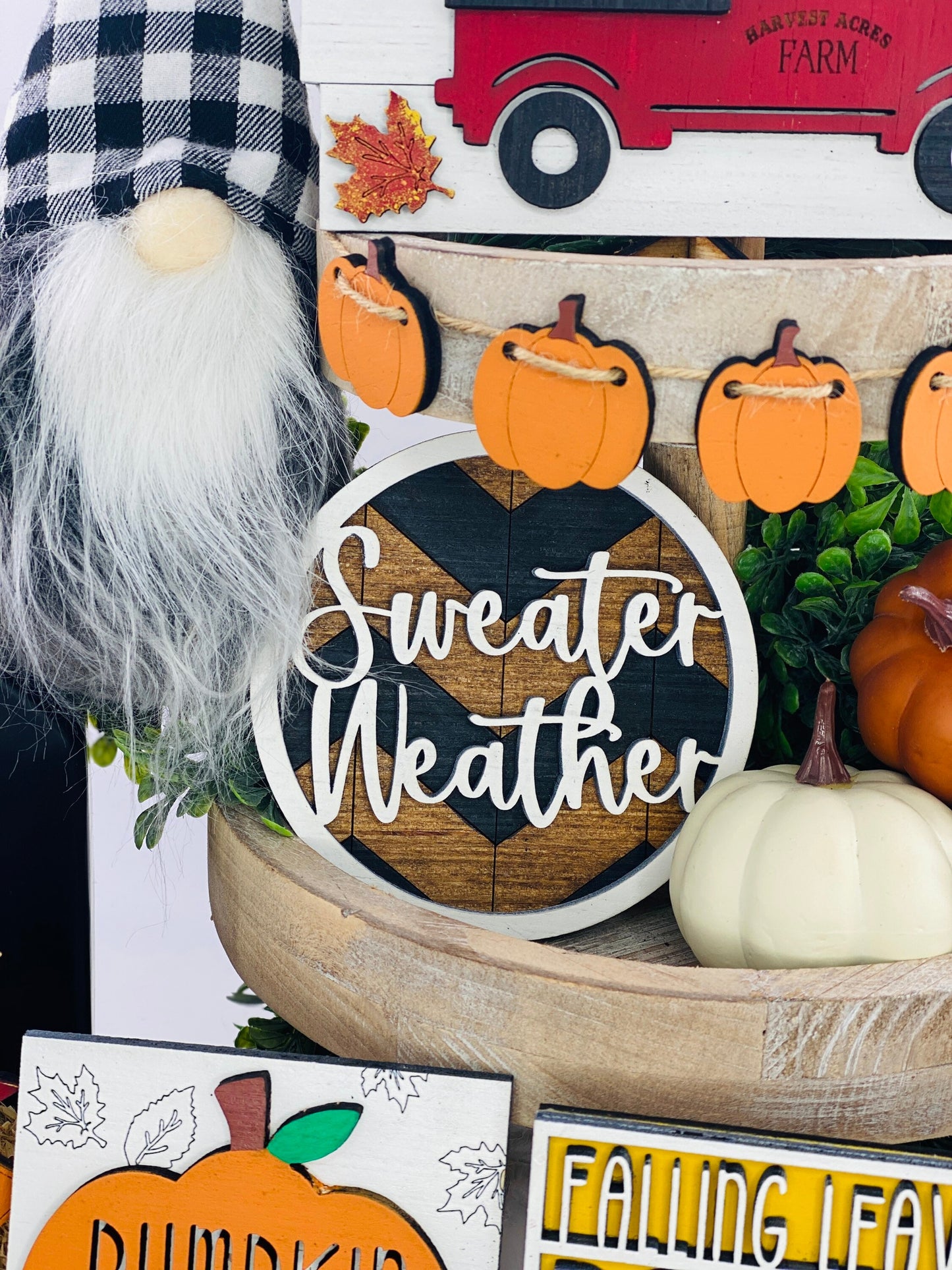 Fall tiered tray decor,pumpkin patch,pumpkin spice everything,corn maze,hayrides,apples,pumpkins,bonfires,flannel,smores,sweater weather
