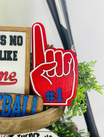 Baseball tiered tray decor, home decor, tier tray set, baseball mom, Rae dunn decor, hit hard, run fast, no crying in baseball
