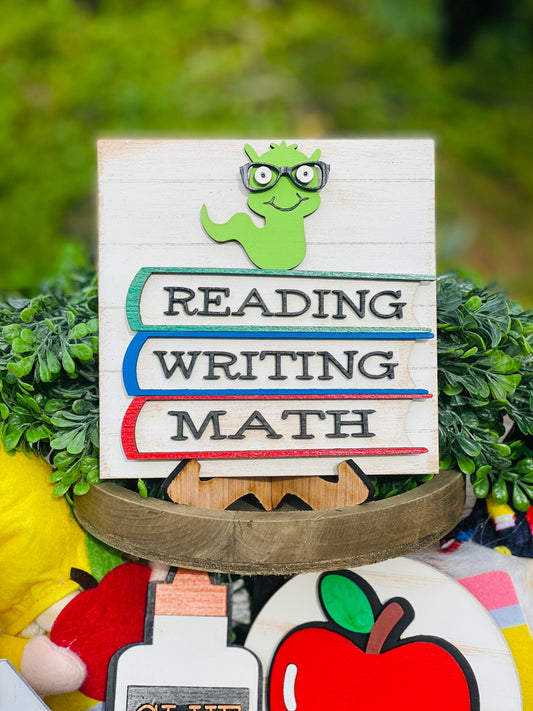 Back to school tiered tray set, mini signs, teacher decor, classroom decor, homeschool, virtual school, gifts for teachers, gift for mom