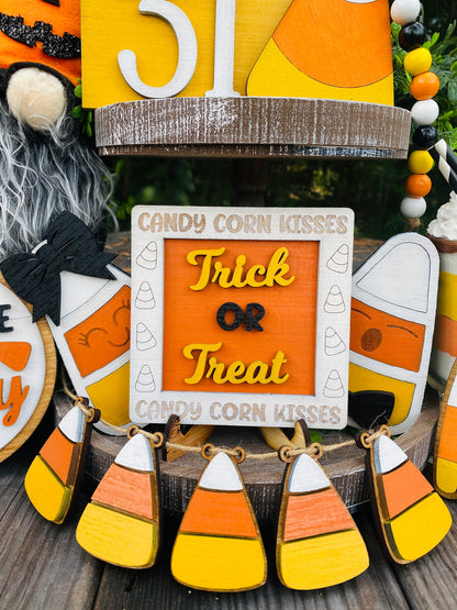 October 31 / candy corn / tier tray decor / boo / Rae dunn decor / hutch decor / Halloween / home decor / trick or treat / show me the candy