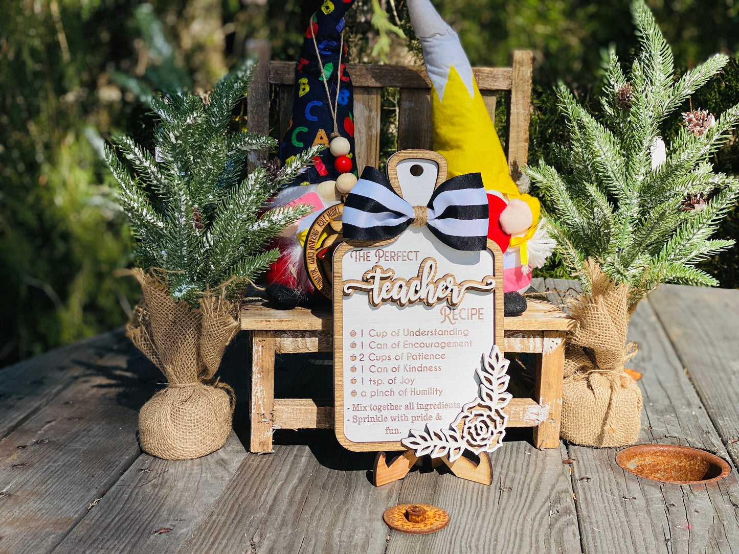 Perfect teacher recipe, teacher gifts, teacher appreciation, teacher cutting board, gifts from student, classroom decor, tier tray decor