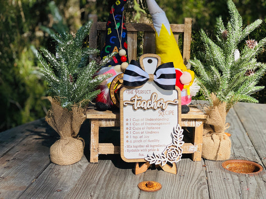 Perfect teacher recipe, teacher gifts, teacher appreciation, teacher cutting board, gifts from student, classroom decor, tier tray decor