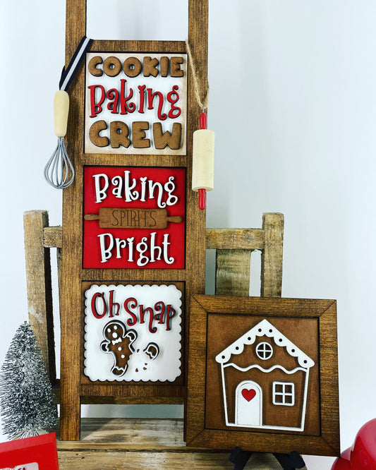 Gingerbread Man Leaning ladder, home decor, Rae Dunn displays, gift for mom, cookies, baking crew, hutch displays, holiday decor