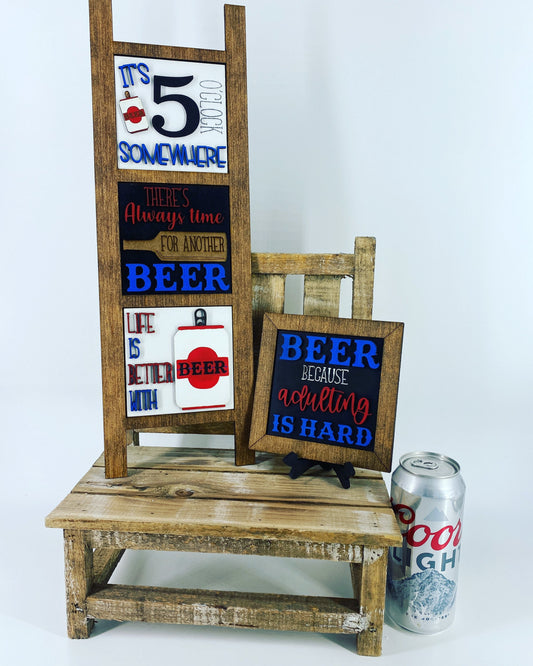 Beer Leaning ladder, home decor, Rae Dunn displays, gift for dad, coors light, bud light, man cave, hutch displays, holiday decor