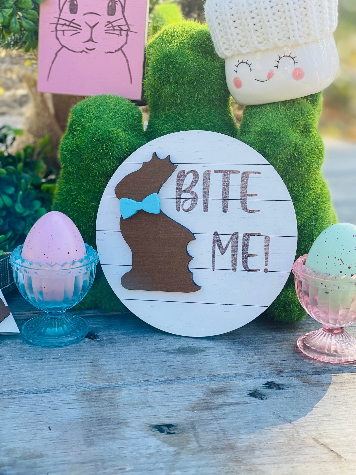 Easter bunny tier tray decor, tier tray set, Rae dunn decor,mini signs,tier tray signs,bite me, cottontail candy co, rabbit, chocolate bunny