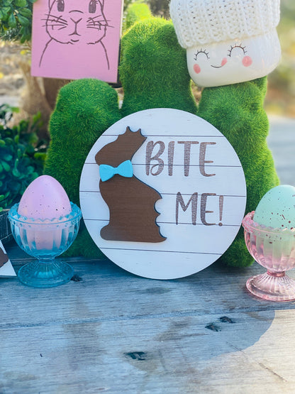 Easter bunny tier tray decor, tier tray set, Rae dunn decor,mini signs,tier tray signs,bite me, cottontail candy co, rabbit, chocolate bunny