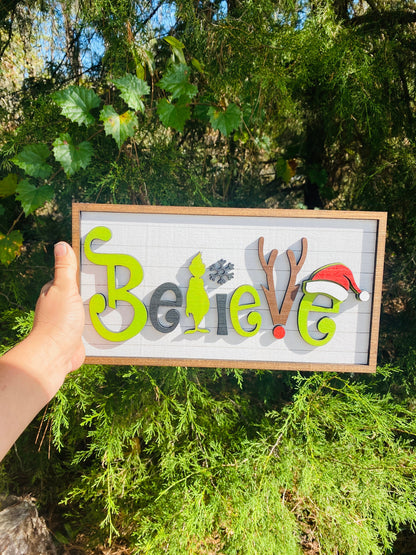 Holiday decor,home decor, believe sign, Christmas, Reindeer, Christmas decor, believe, farmhouse decor,xmas decor, Rae Dunn decor